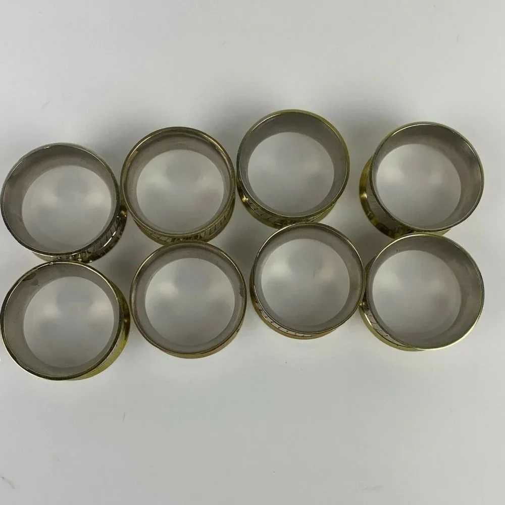 Set of 8 Metal Napkin Rings Silver Tone Gold Tone 2